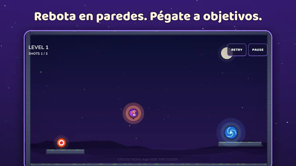 Rebota en paredes. Pégate a objetivos.