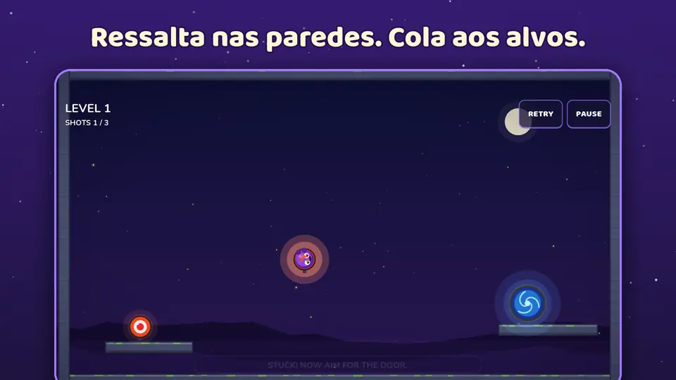 Ressalta nas paredes. Cola aos alvos.