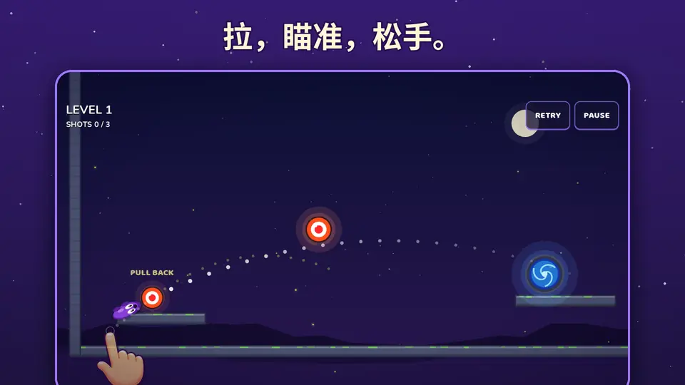 拉，瞄准，松手。